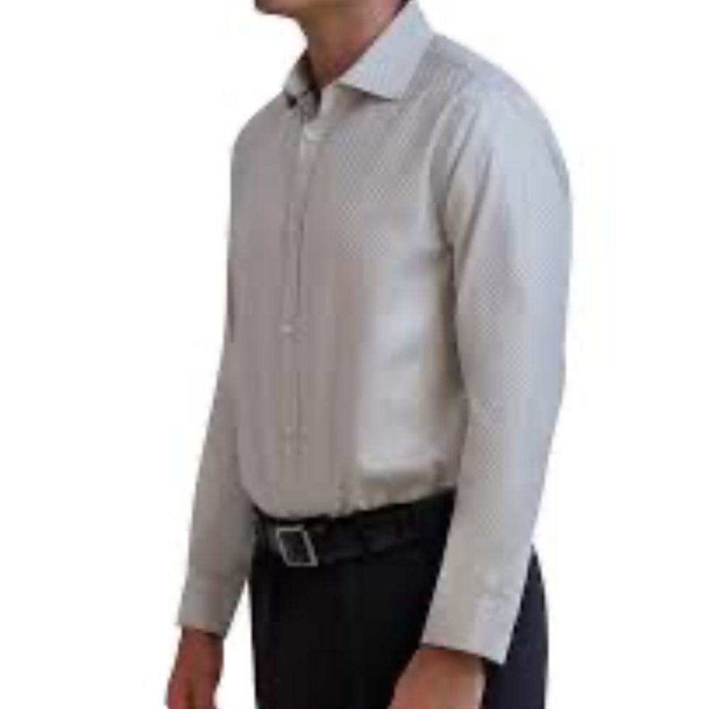 KARL LAGERFELD PARIS DRESS FORMAL SHIRT SLIM-FIT DOBBY GRAY COLOR SIZE MEDIUM - Picture 3 of 9